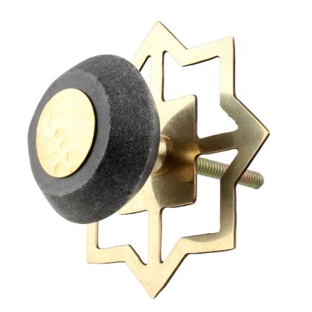 Grey Electrum Plate Round Stone Cabinet Knobs